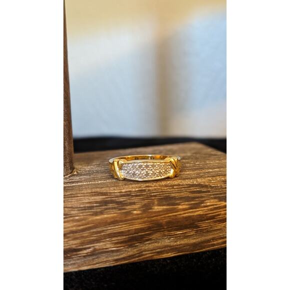925 Yellow Tone X Possible Diamond Band Ring Size 10 - Picture 7 of 8